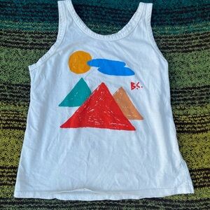 Bobo Choses White Tank with Colorful Geometric Mountain Print